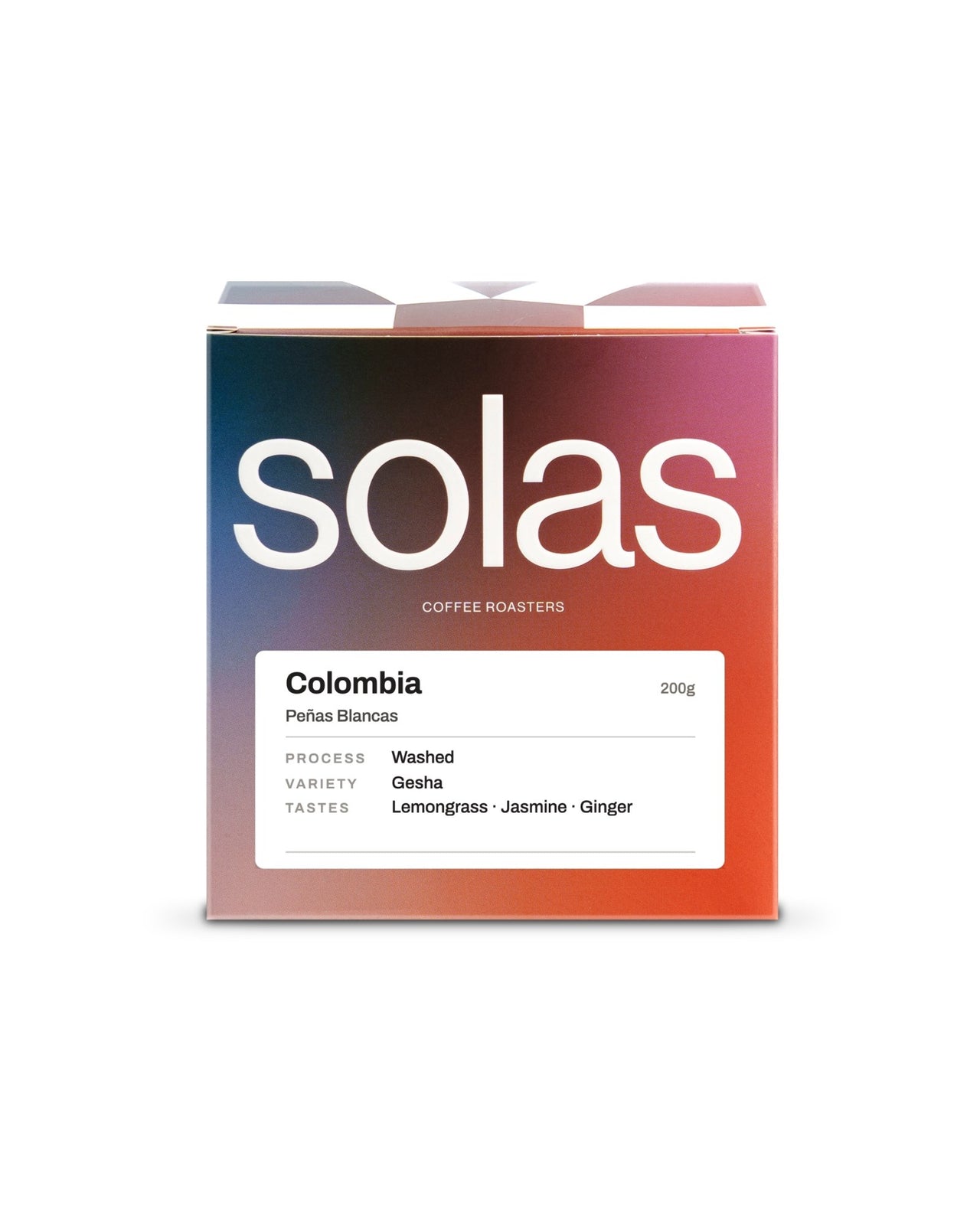 Colombia Peñas Blancas Gesha — Solas Coffee Roasters box